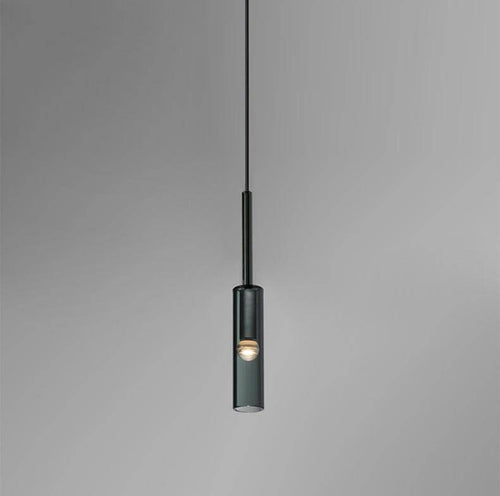 Applique design avec lampe cylindrique en verre fumé suspendue Loft - vue 7 sur 11
