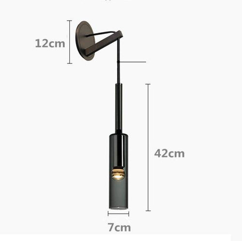 Applique design avec lampe cylindrique en verre fumé suspendue Loft - vue 9 sur 11