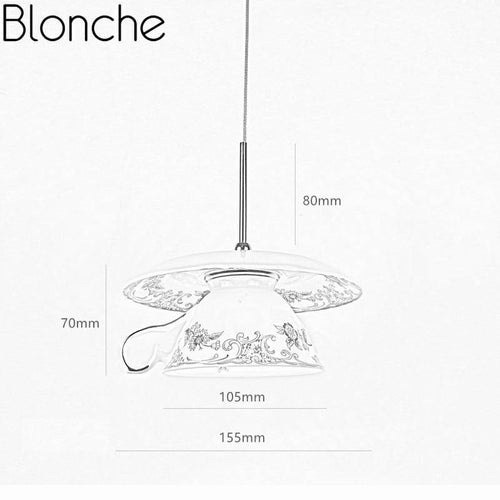 Suspension LED tasse en céramique avec détails fleuris - vue 9 sur 9