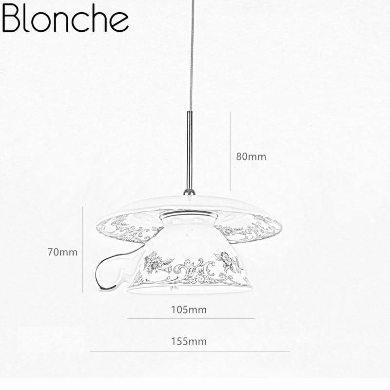 Suspension LED tasse en céramique avec détails fleuris - vue 8 sur 9
