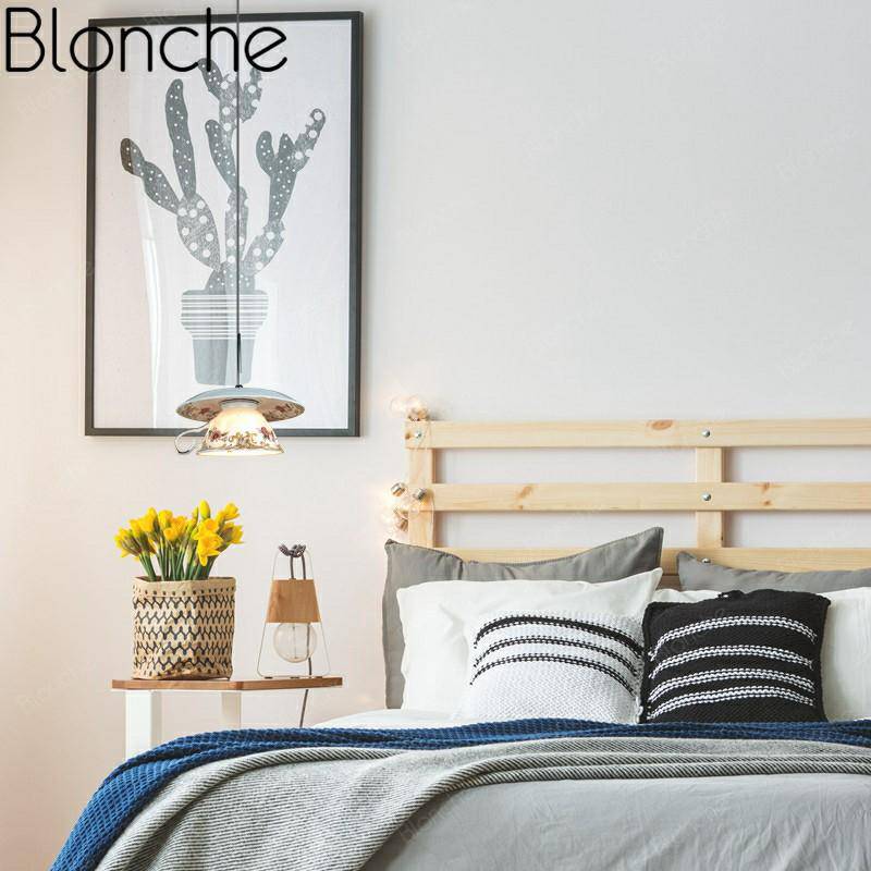 Suspension LED tasse en céramique avec détails fleuris - vue 6 sur 9