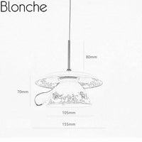Suspension LED tasse en céramique avec détails fleuris