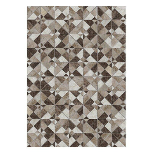 Tapis rectangle scandinave à formes géométriques marrons en polyester Large B - vue 3 sur 3