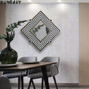 Miroir mural en losange et bandes noires et blanches en bois Frame