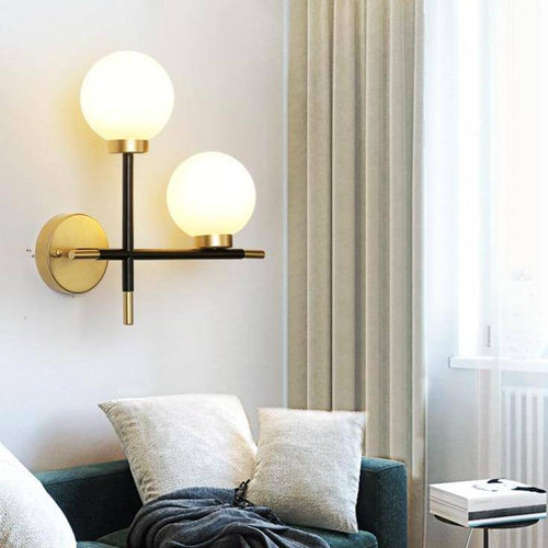Applique murale LED design avec barres en métal boules en verre - vue 5 sur 8