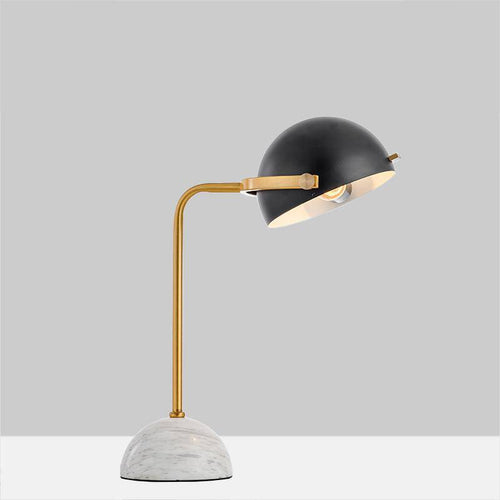 Lampe à poser design LED en marbre avec abat-jour arrondi noir - vue 8 sur 8