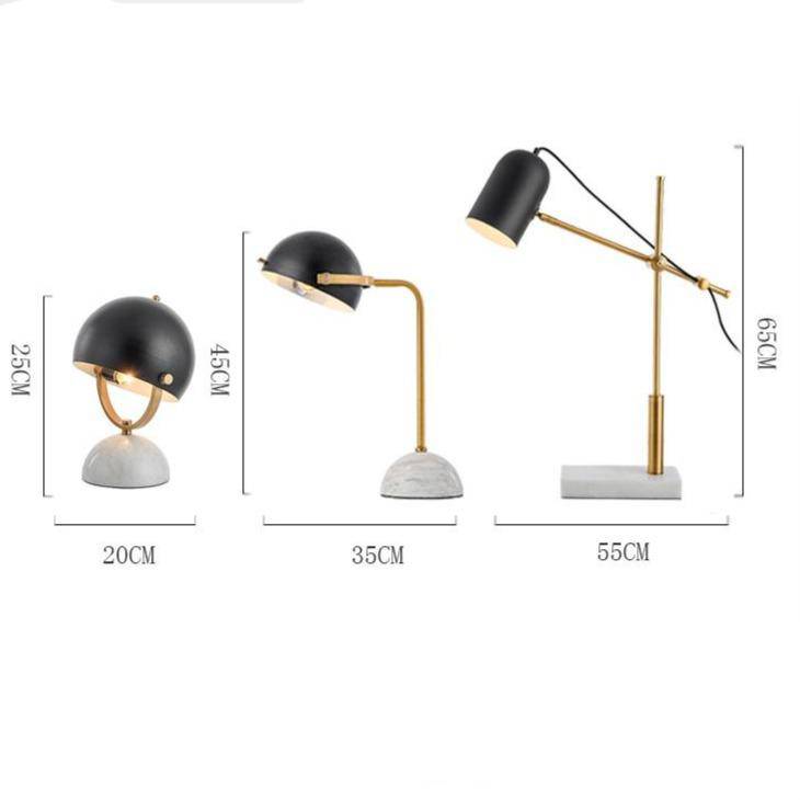 Lampe à poser design LED en marbre avec abat-jour arrondi noir - vue 4 sur 8
