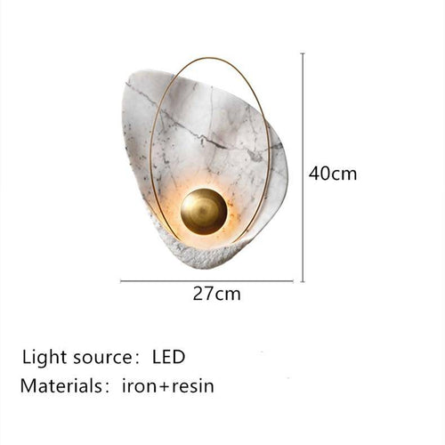 Applique murale design LED style marbre avec anneau doré - vue 9 sur 8
