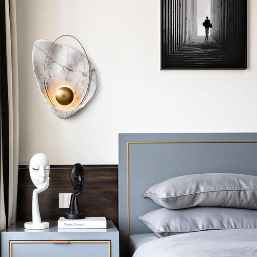 Applique murale design LED style marbre avec anneau doré - vue 5 sur 8