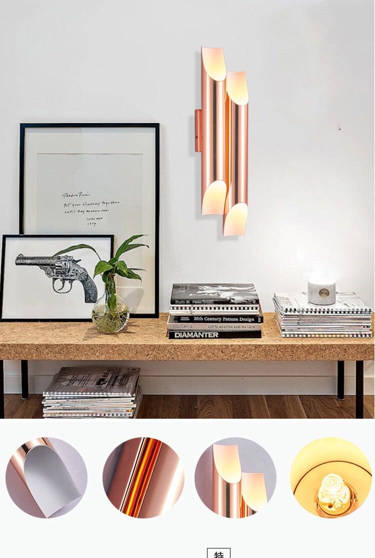Applique murale design LED cylindre ouvert rose gold - vue 7 sur 8