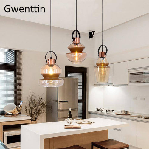 Suspension LED design formes en verre industriel - vue 3 sur 12