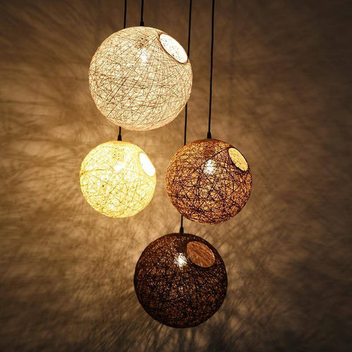Suspension en boule de tissu de couleur Wicker - vue 4 sur 15