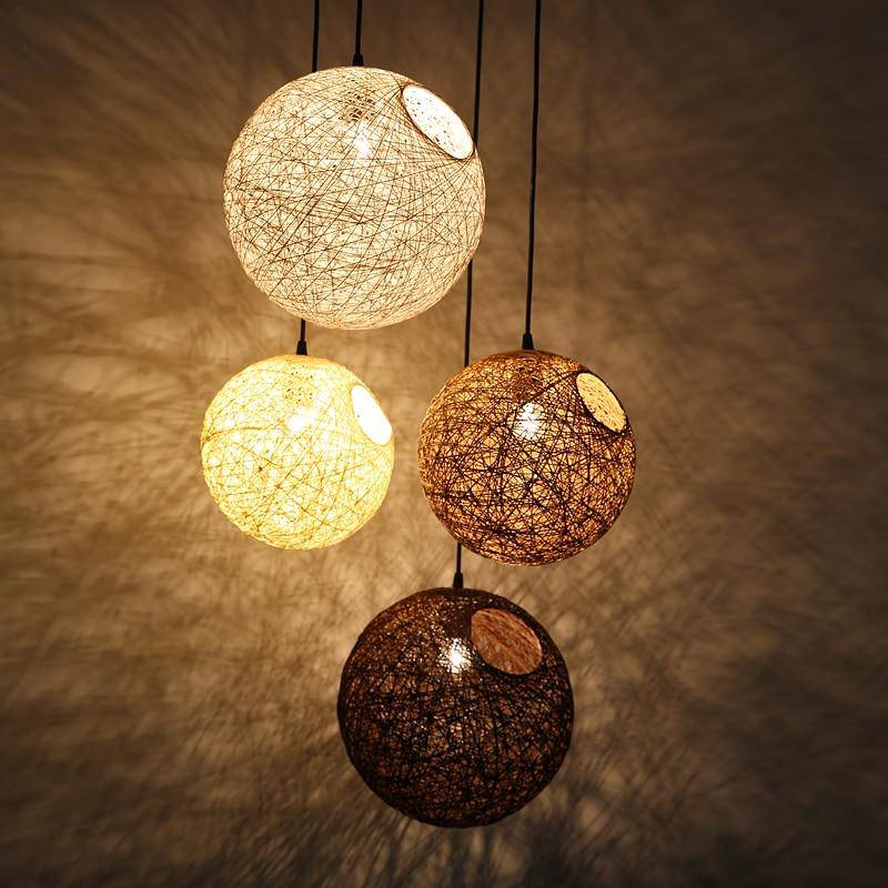 Suspension en boule de tissu de couleur Wicker - vue 3 sur 15