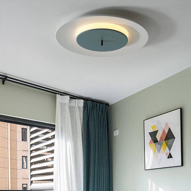 Plafonnier design à LED avec disque en aluminium coloré Macaron - vue 4 sur 9