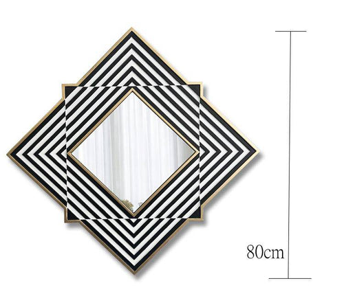 Miroir mural en losange et bandes noires et blanches en bois Frame - vue 10 sur 9