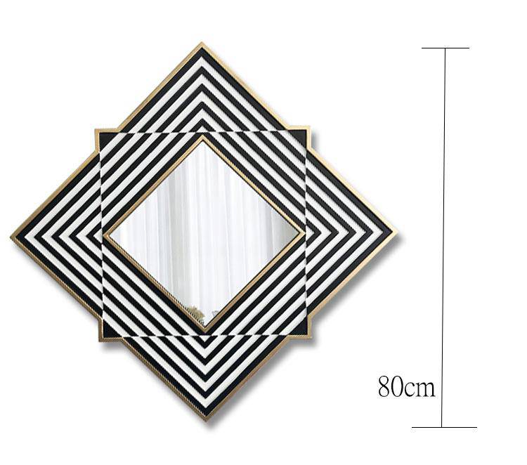 Miroir mural en losange et bandes noires et blanches en bois Frame - vue 9 sur 9