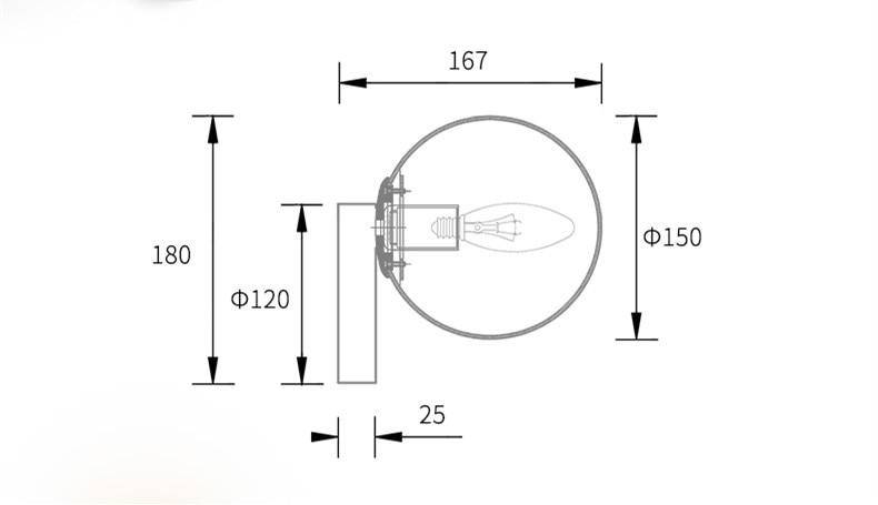 Applique à LED design boule en verre et support rond doré - vue 5 sur 5