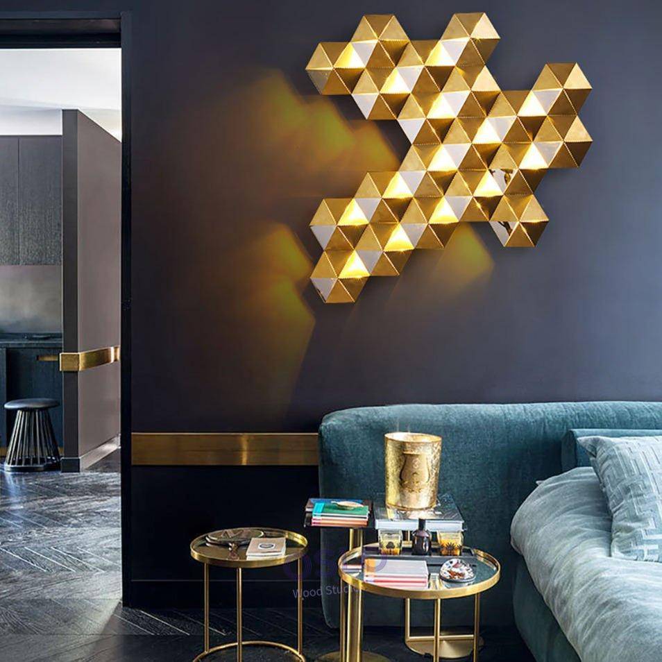 Applique murale design LED aux formes géométriques dorées Luxury - vue 3 sur 10