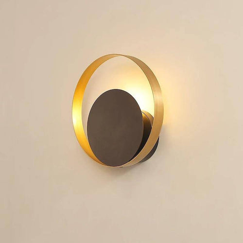 Applique design LED rond et cercles raffinés doré et noir Art - vue 6 sur 7