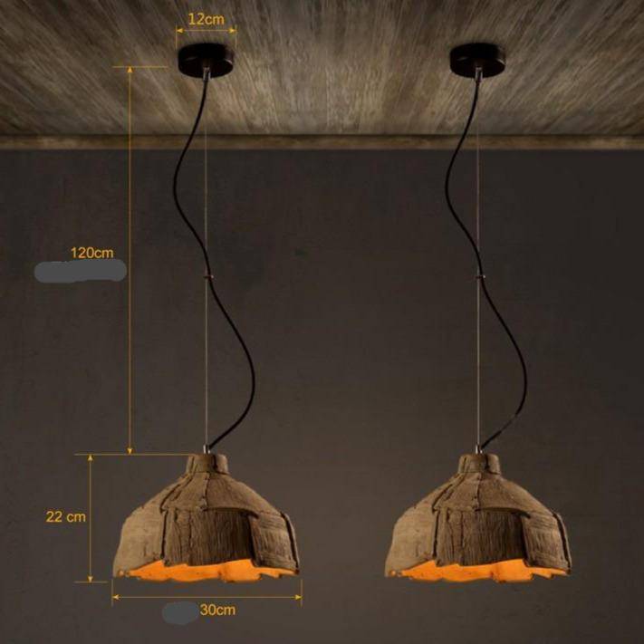 Suspension retro LED avec abat-jour imitation écorce - vue 6 sur 6