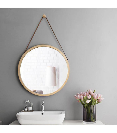 Miroir mural rond suspendu avec cadre Hotel - vue 3 sur 14