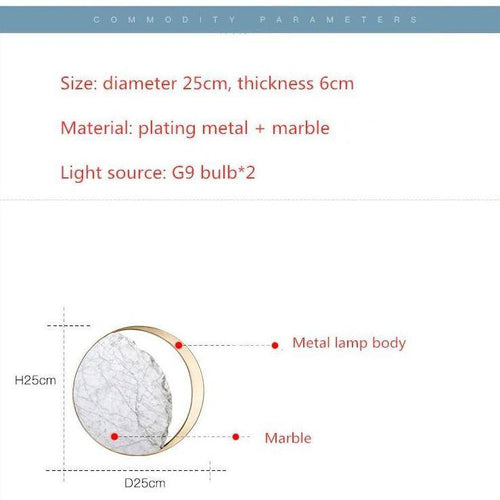 Applique murale design LED style marbre et rond doré - vue 8 sur 7