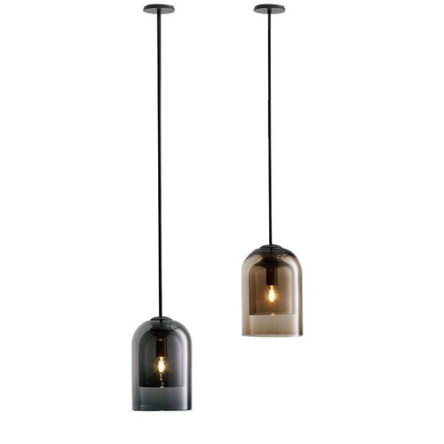 Suspension design tube arrondi en verre fumé - vue 10 sur 9