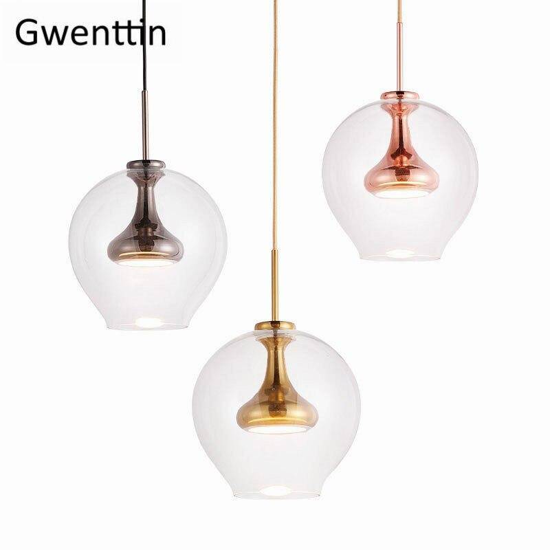 Suspension design LED en métal et boule en verre Denver - vue 3 sur 7