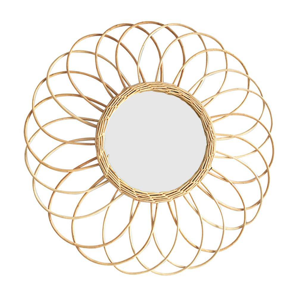 Miroir mural rond en rotin en forme de rosace Macrame - vue 4 sur 6