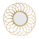 Miroir mural rond en rotin en forme de rosace Macrame
