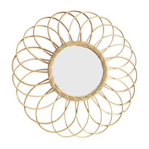 Miroir mural rond en rotin en forme de rosace Macrame - vue 4 sur 6