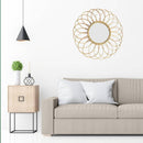 Miroir mural rond en rotin en forme de rosace Macrame