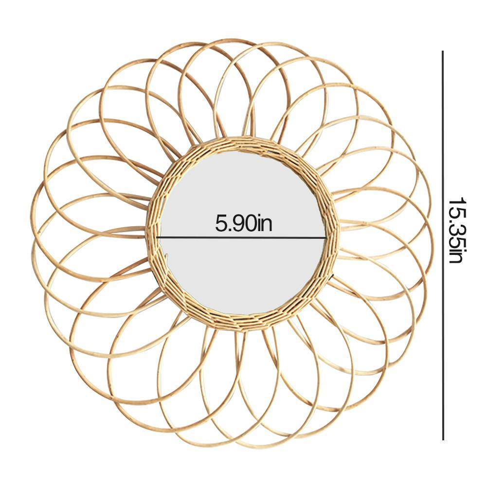 Miroir mural rond en rotin en forme de rosace Macrame - vue 5 sur 6