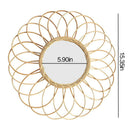 Miroir mural rond en rotin en forme de rosace Macrame