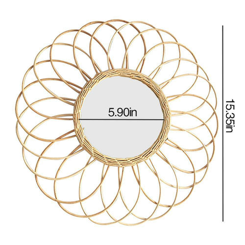 Miroir mural rond en rotin en forme de rosace Macrame - vue 5 sur 6