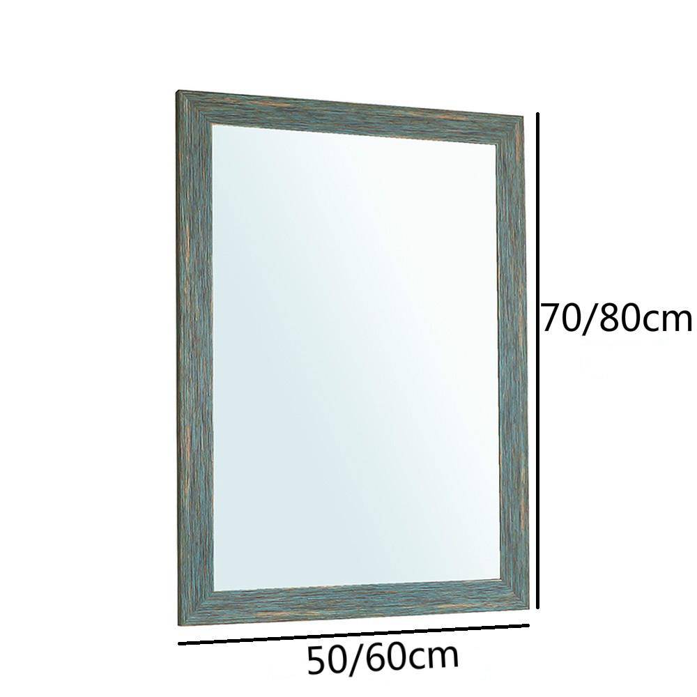Miroir mural rectangulaire avec cadre bleu retro industriel - vue 7 sur 8