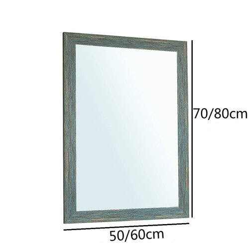 Miroir mural rectangulaire avec cadre bleu retro industriel - vue 7 sur 8