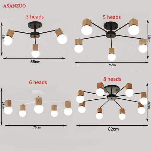 Plafonnier LED en bois et métal à une ou plusieurs lampes - vue 4 sur 8