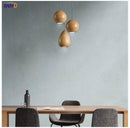 Suspension LED design boule en bois vintage