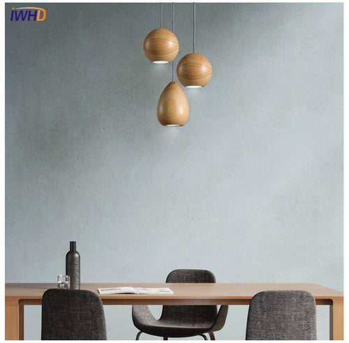 Suspension LED design boule en bois vintage - vue 9 sur 9