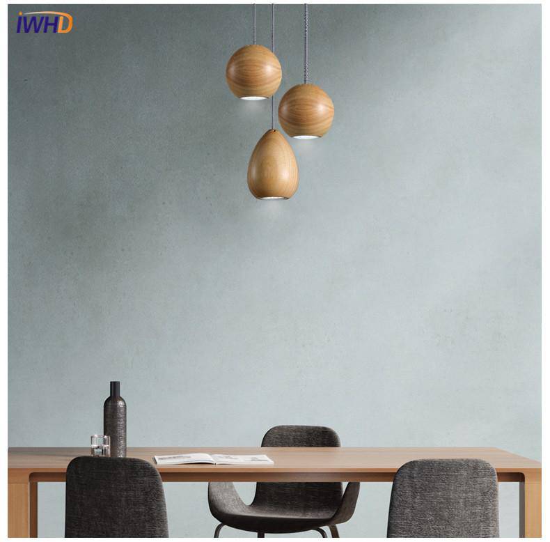 Suspension LED design boule en bois vintage - vue 8 sur 9