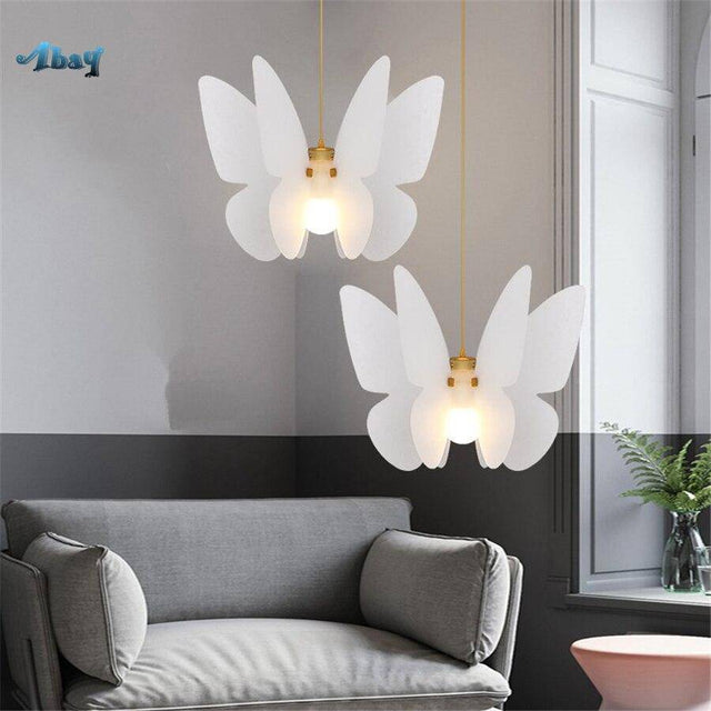 Suspension moderne LED blanche au style Butterfly