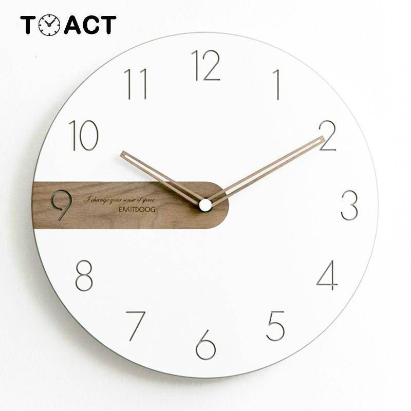 Horloge murale ronde design avec bande en bois 30cm - vue 6 sur 6