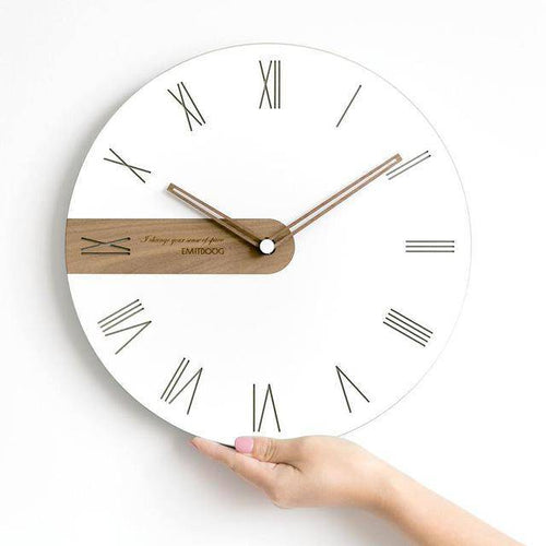 Horloge murale ronde design avec bande en bois 30cm - vue 4 sur 6