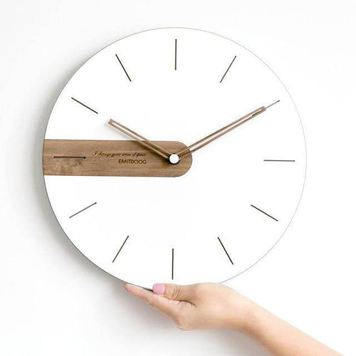 Horloge murale ronde design avec bande en bois 30cm - vue 5 sur 6