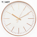 Horloge murale ronde design simple rose gold ou argentée 30cm Round