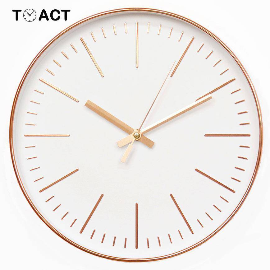 Horloge murale ronde design simple rose gold ou argentée 30cm Round - vue 2 sur 3