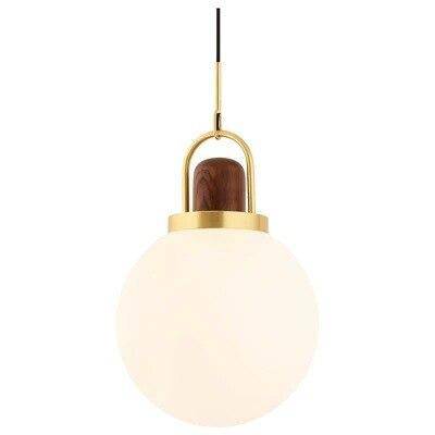 Suspension design LED avec boule en verre et métal doré - vue 6 sur 7