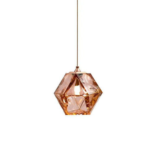 Suspension design diamant coloré en verre cristal - vue 9 sur 10