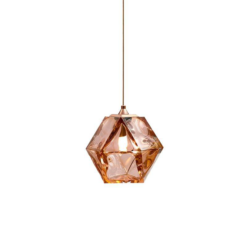 Suspension design diamant coloré en verre cristal - vue 8 sur 10